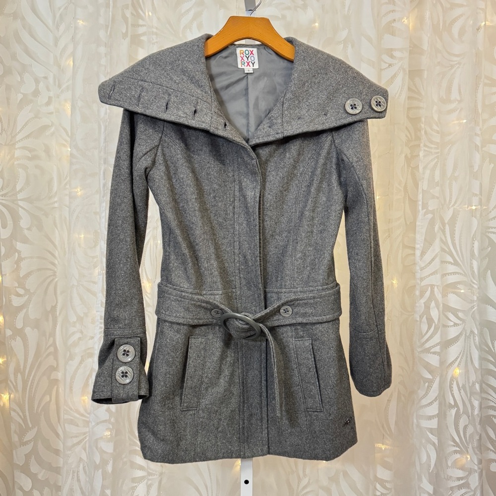 Roxy Women's Gray Pea Coat with Belt
